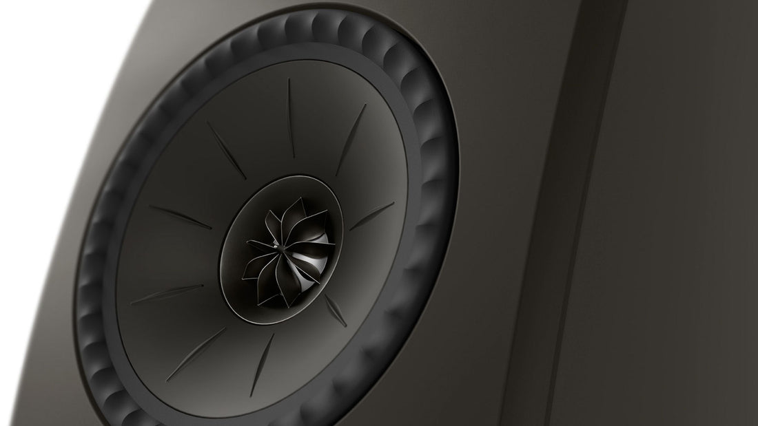 Close up of KEF LSX II LT Graphite grey driver